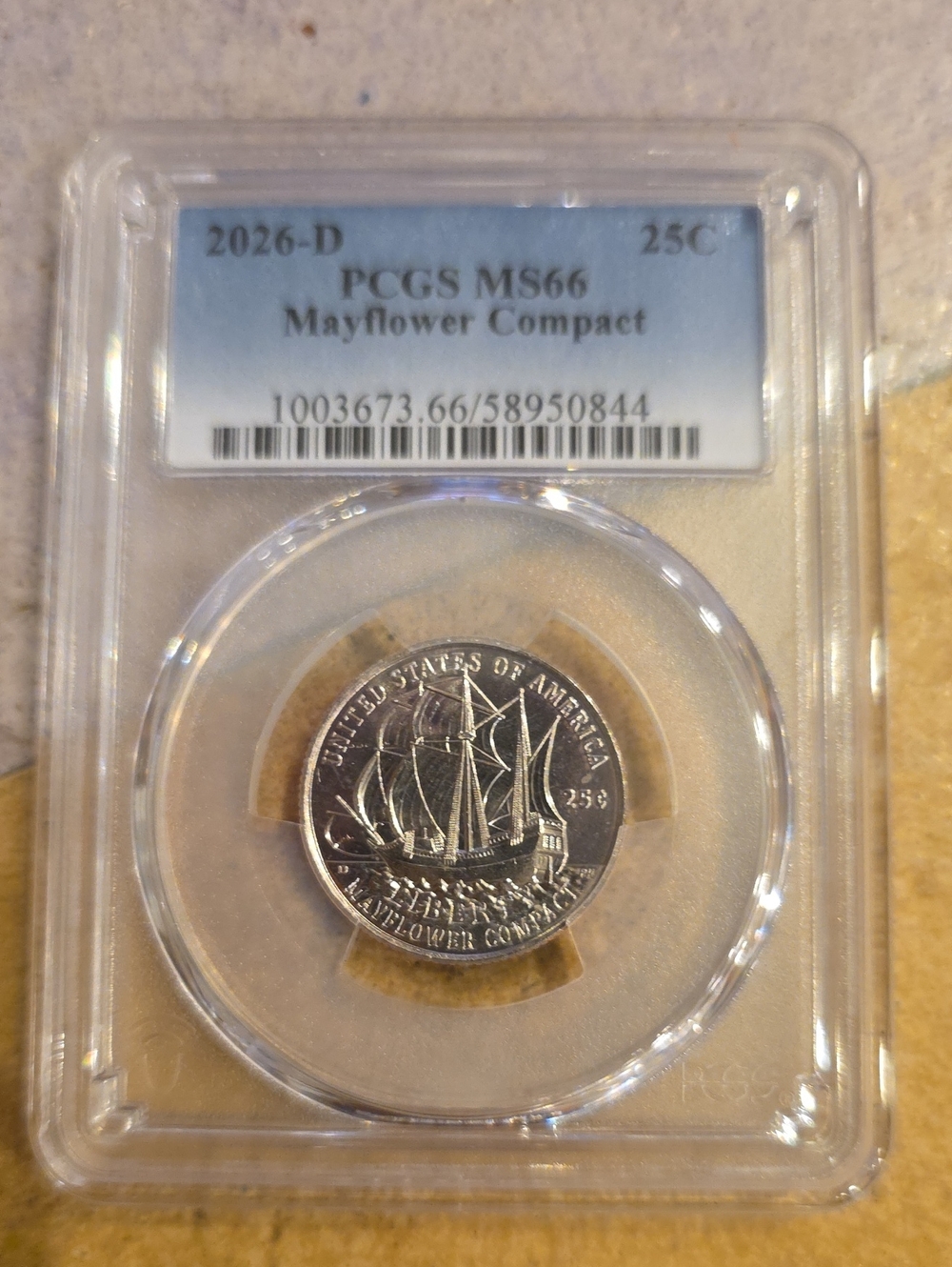 MS66 Mayflower Compact 2026-D Quarter - Silver Tone